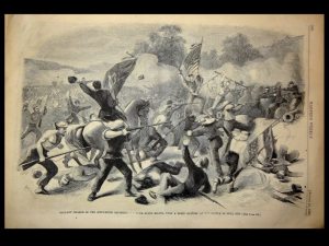 Gallant Charge of The Sixty Ninth Regiment New York State Militia Upon A Rebel Battery At The Battle of Bull Run. Published in Harper's Weekly August 10th 1861  