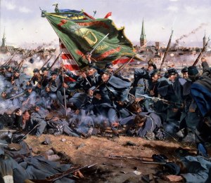 Clear The Way By Don Troini depicting the 28th Massachusetts at Fredericksburg